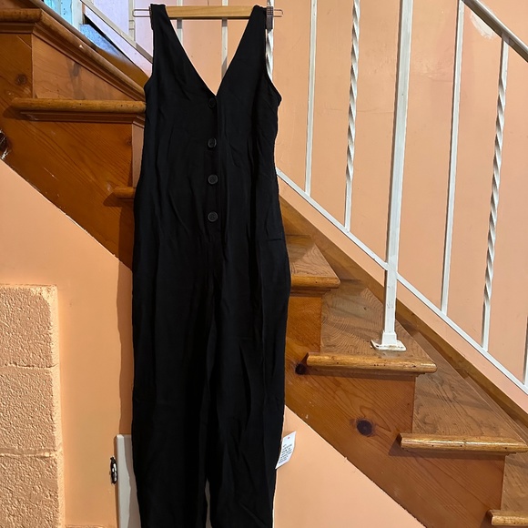 Topshop button through casual jumspuit in black - Picture 3 of 11